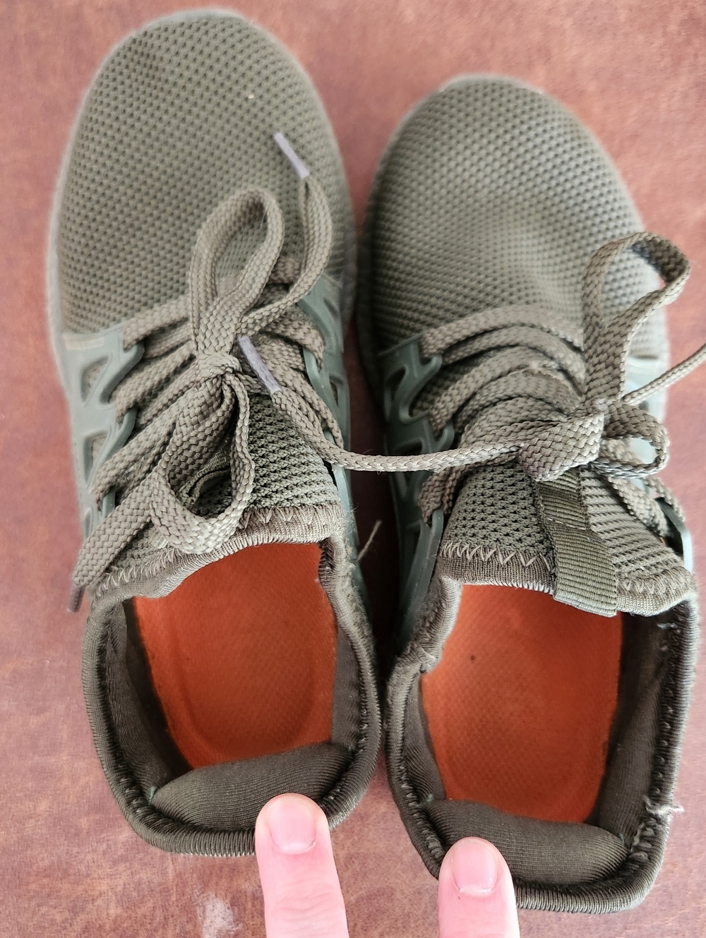 Olive Green Knit Lace-Up Sneakers